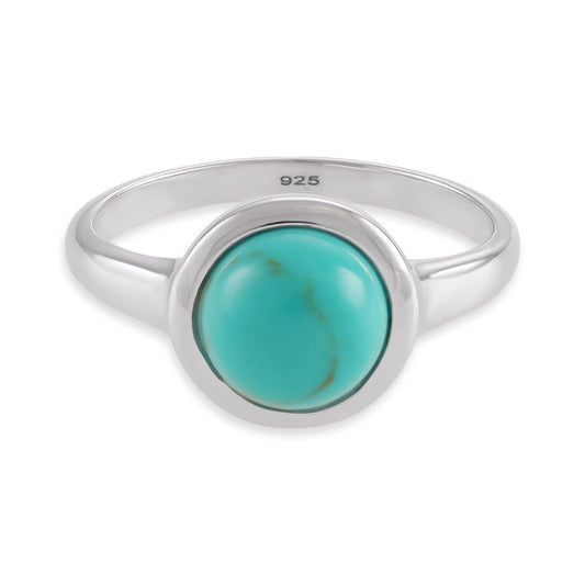 Silver rhodium plated ring with rec turquoise stone SRN6001.TQ