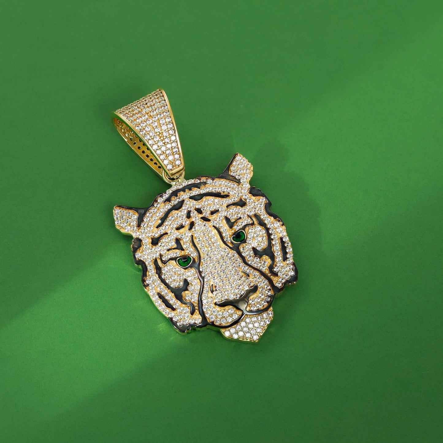 9ct Gold Cubic Zirconia Tiger Head Pendant