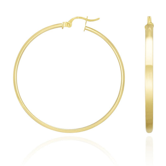 9ct Solid Yellow Gold Plain Hoop Earrings ERV0132L