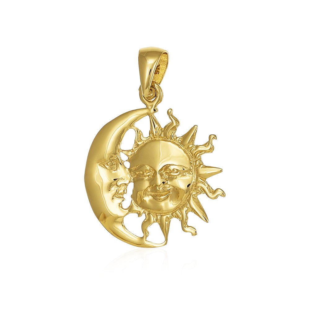 9ct Solid Yellow Gold Moon&Sun Drop Pendants PD60-9-35-13