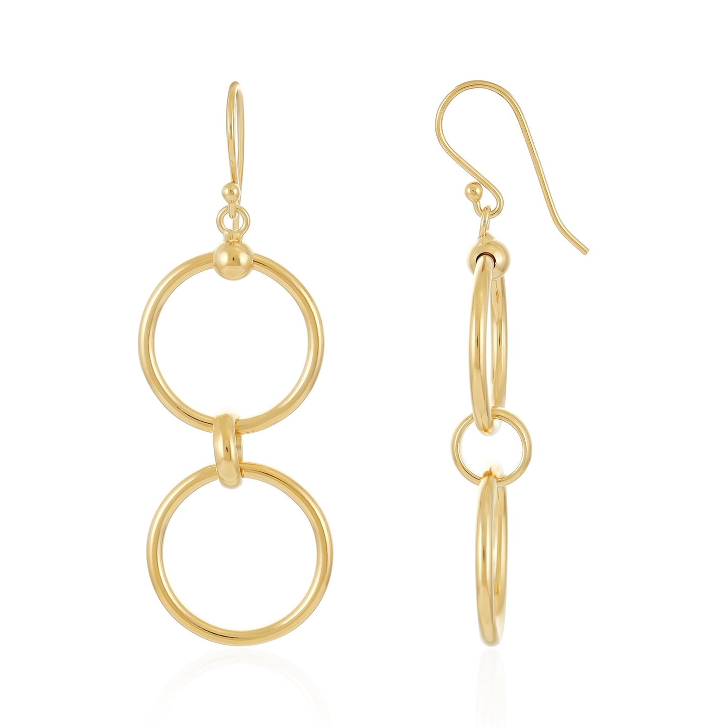 Gold-Plated Silver Double-Circle Hoop Earrings