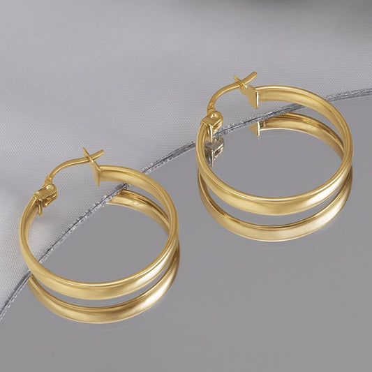 9ct Solid Yellow Gold Plain Hoop Earrings ERV0112S