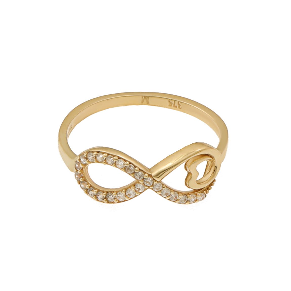 9ct Solid Yellow Gold Cubic Zirconia Infinity Ring