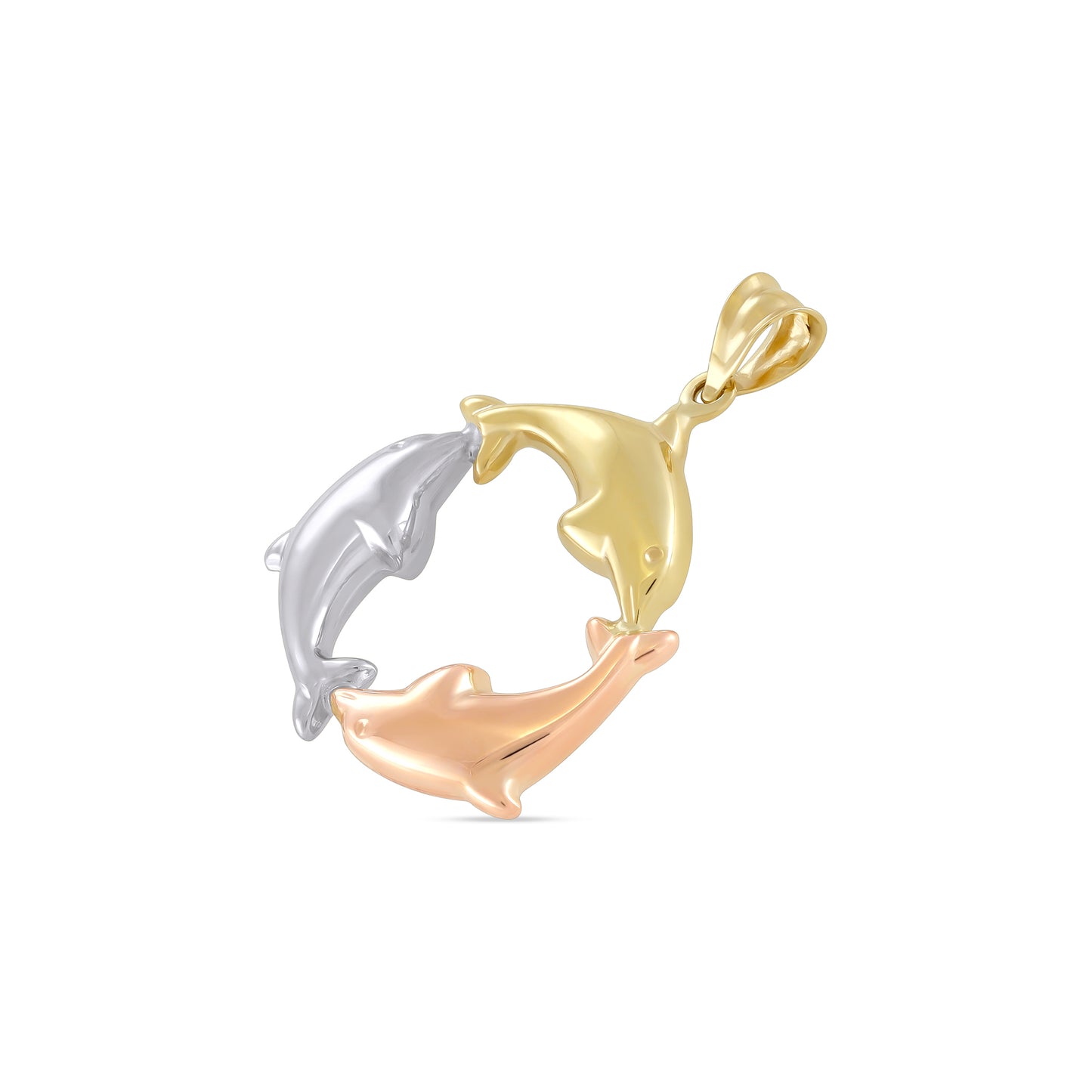 9ct Gold Tri Colour Dolphin Pendant