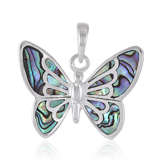 925 Sterling Silver Abalone Shell Butterfly Pendant SPD4048