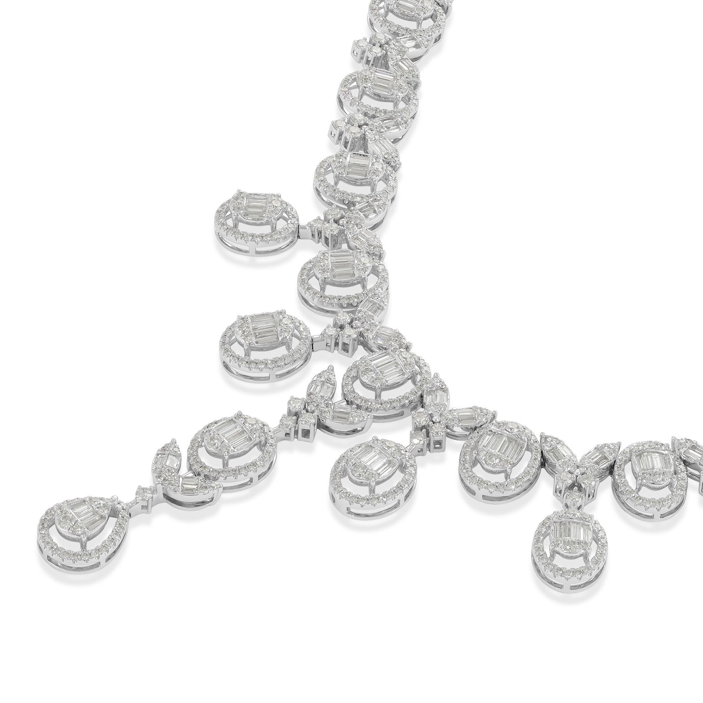 18ct White Gold Tulip Diamond Necklace