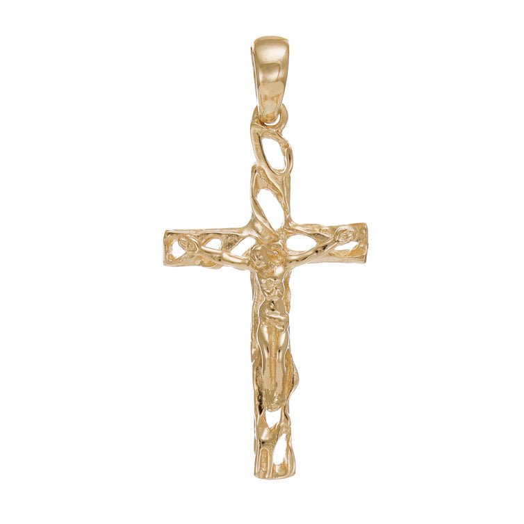 9ct Solid Gold Ornamental Crucifix Cross Pendant - 39mm PD60058-9Y