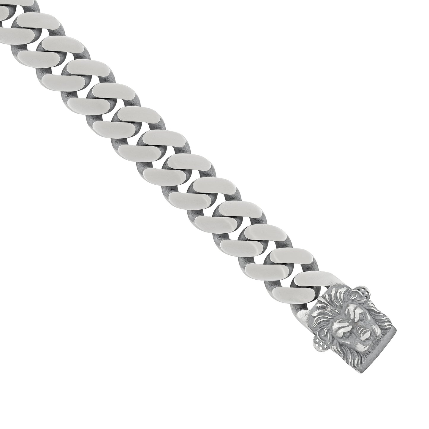 Sterling Silver Lion Lock Detail Curb Chain Bracelet