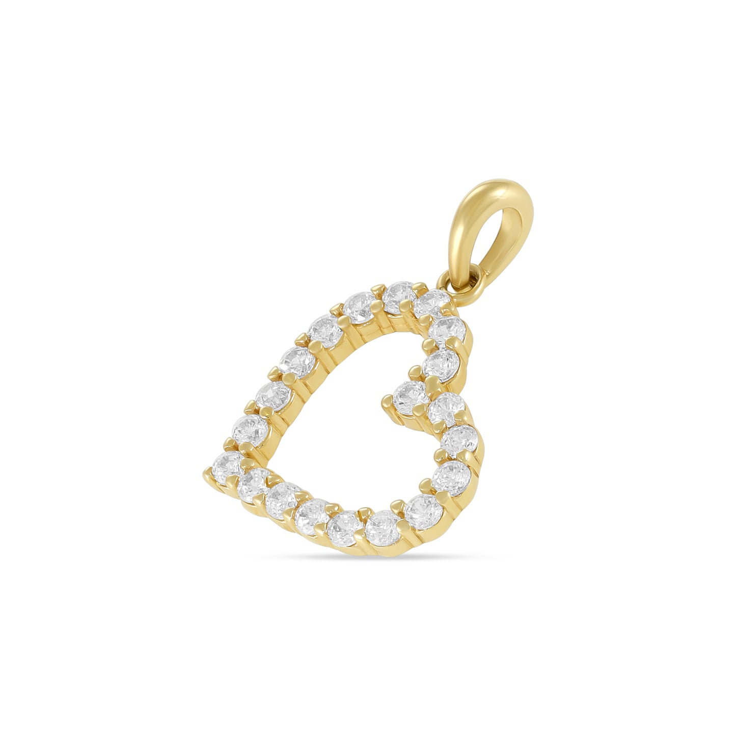 9ct Yellow Gold Cubic Zirconia Heart Pendant