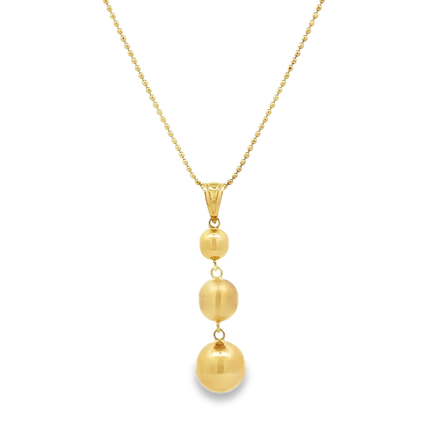 14ct Yellow Gold Ball Detail Drop Necklace