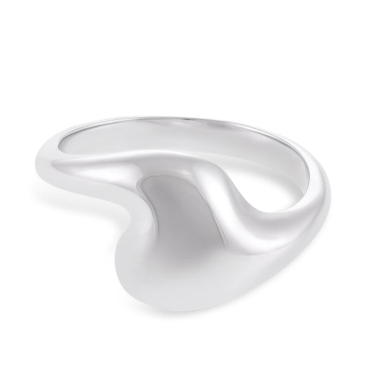 925 Sterling Silver Rhodium Plated Wave Ring SRN1003