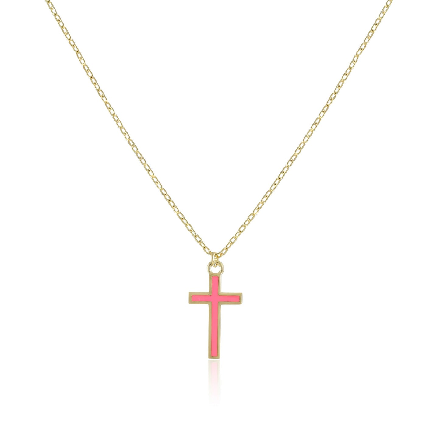 925 sterling silver pink cross necklace PNK8007-P