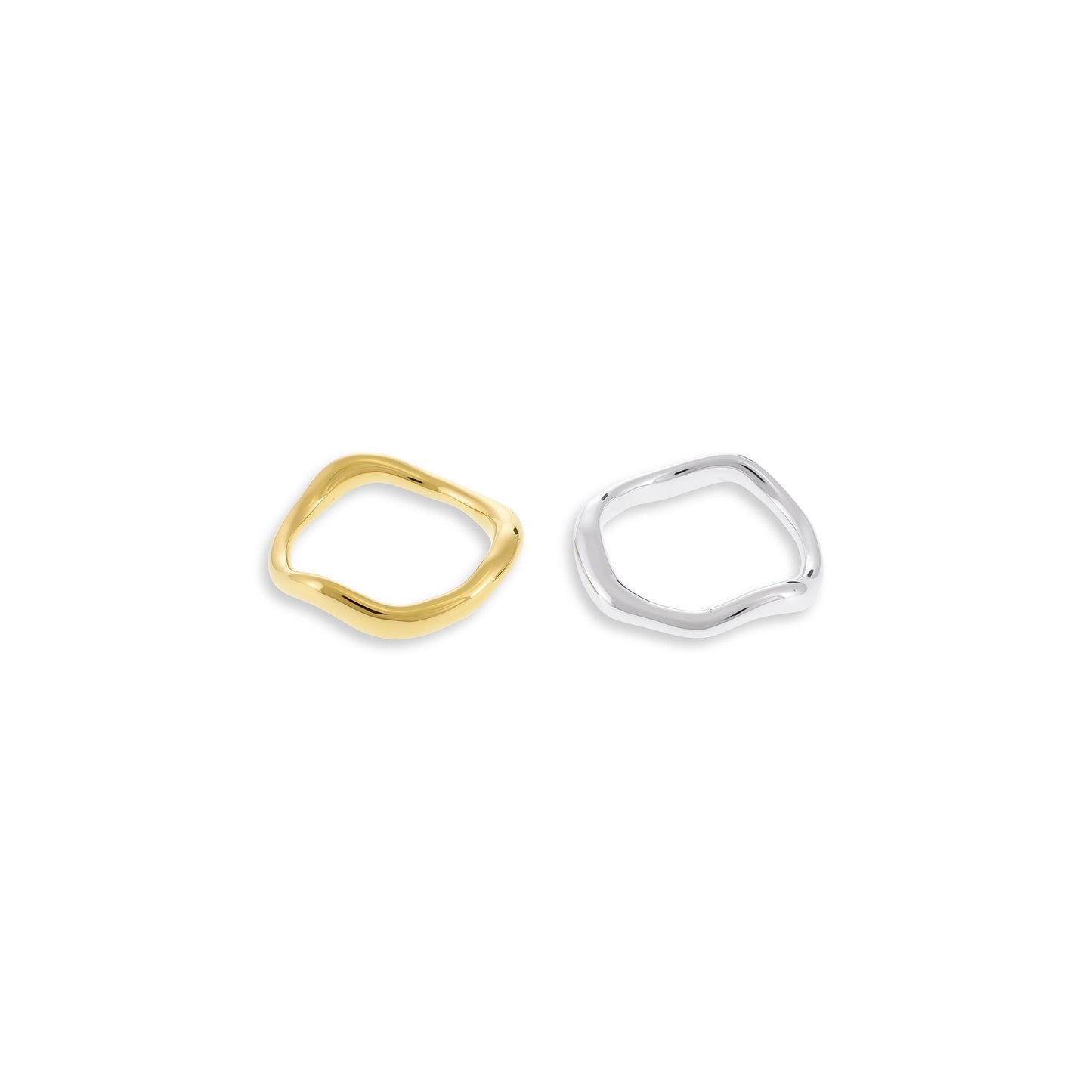 18ct Solid 1 Micron Gold Plated Silver Wavy Ring PRN3007