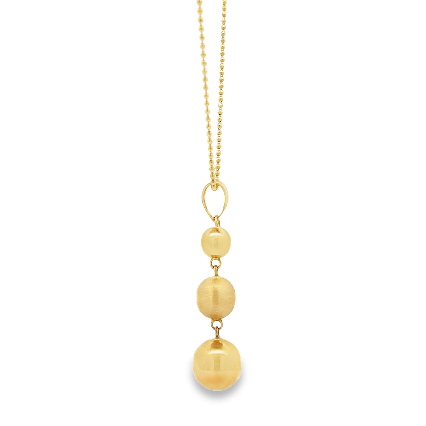 14ct Yellow Gold Ball Detail Drop Necklace