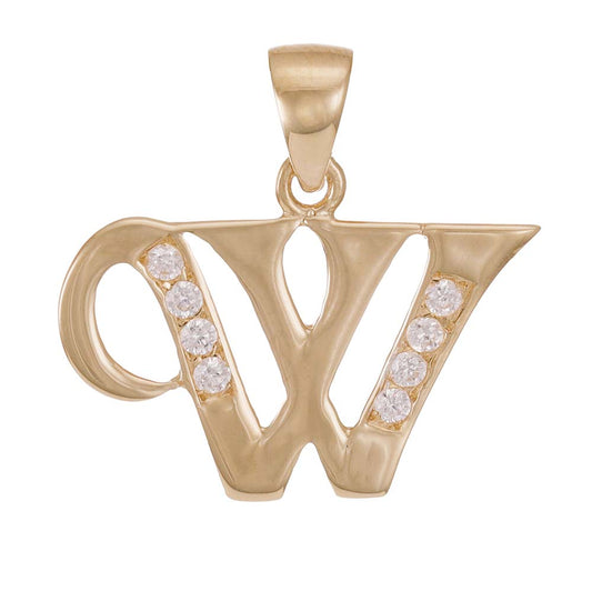 9ct Solid Gold Initial Pendant Letter W - 22mm PD60002-9Y-W