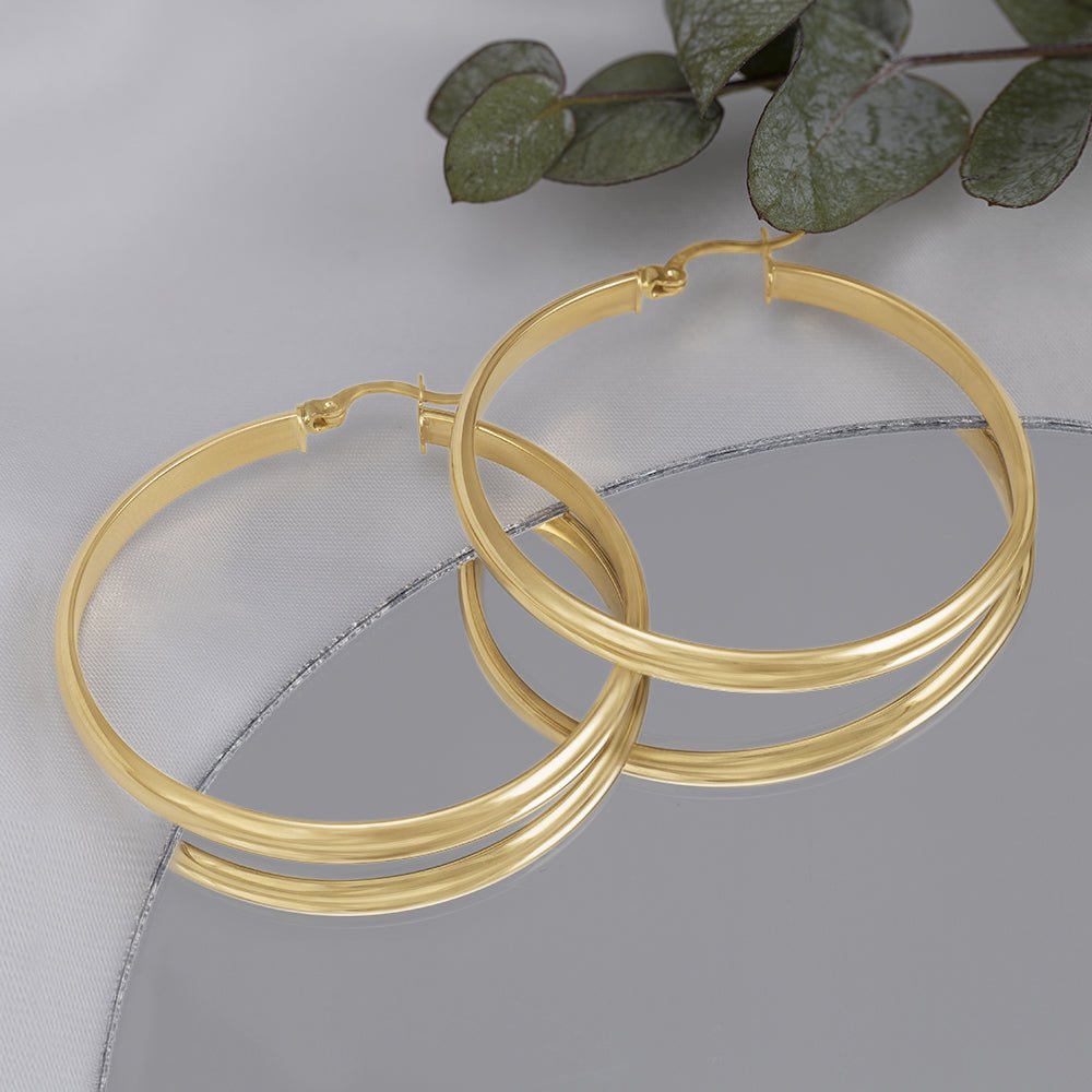 9ct Solid Yellow Gold Plain Hoop Earrings ERV0112L