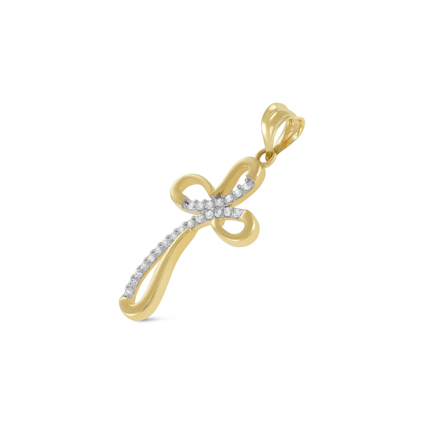 9ct Yellow Gold Cubic Zirconia Cross Pendant