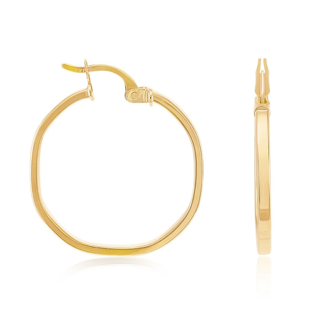 9ct Solid Yellow Gold Plain Hoop Earrings ERV0532