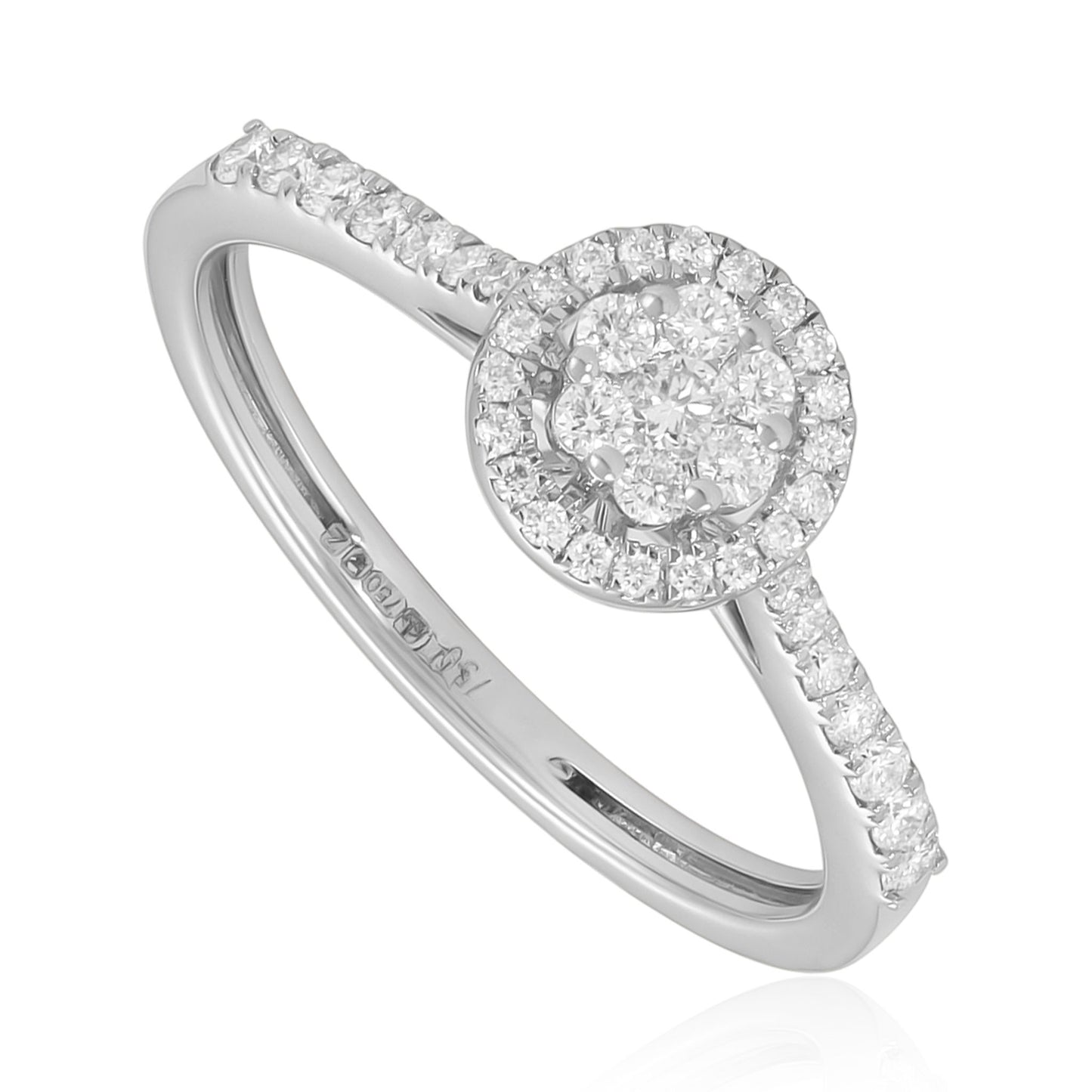 18ct Round Diamond Halo Engagement Ring