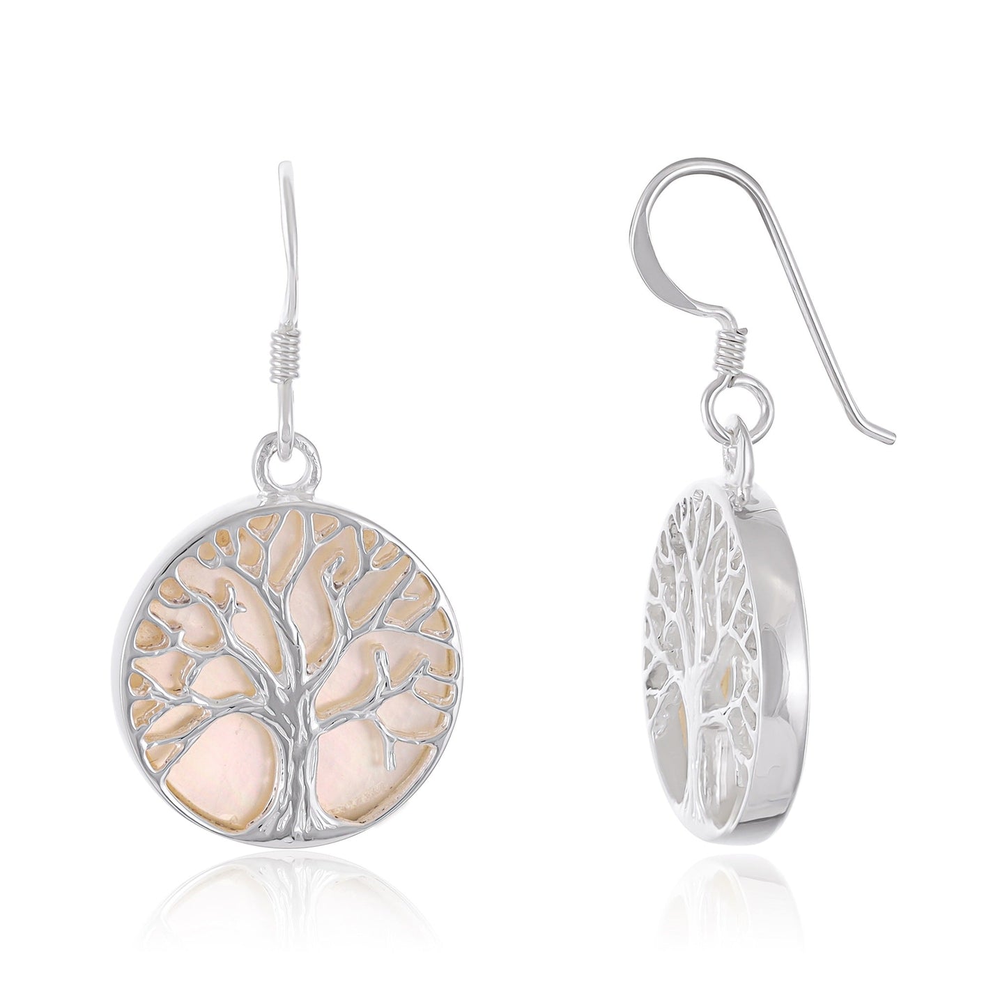 Sterling Silver Abalone Shell Tree Of Life Earrings SER4031