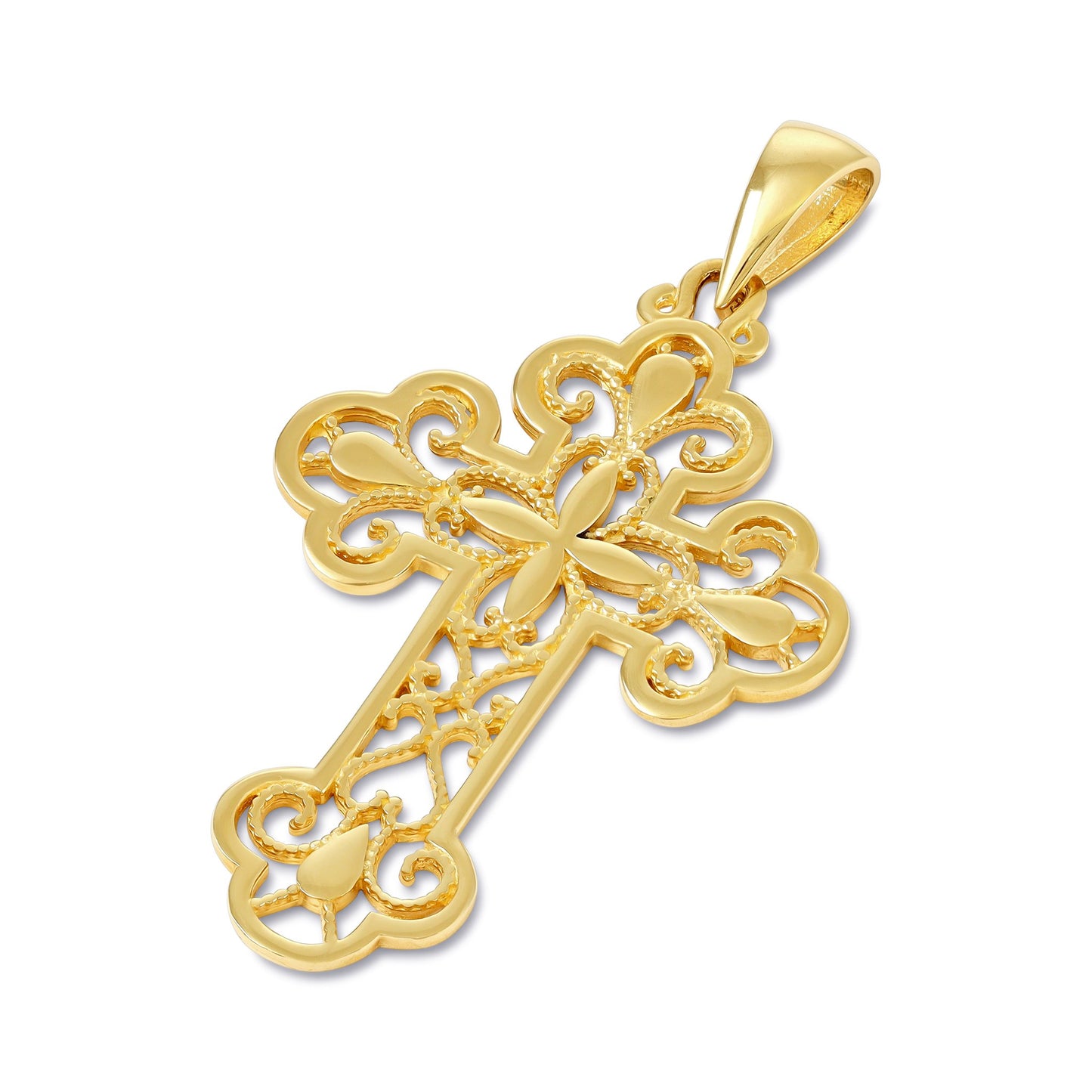 9ct Gold Traditional Patterned Cross Pendant