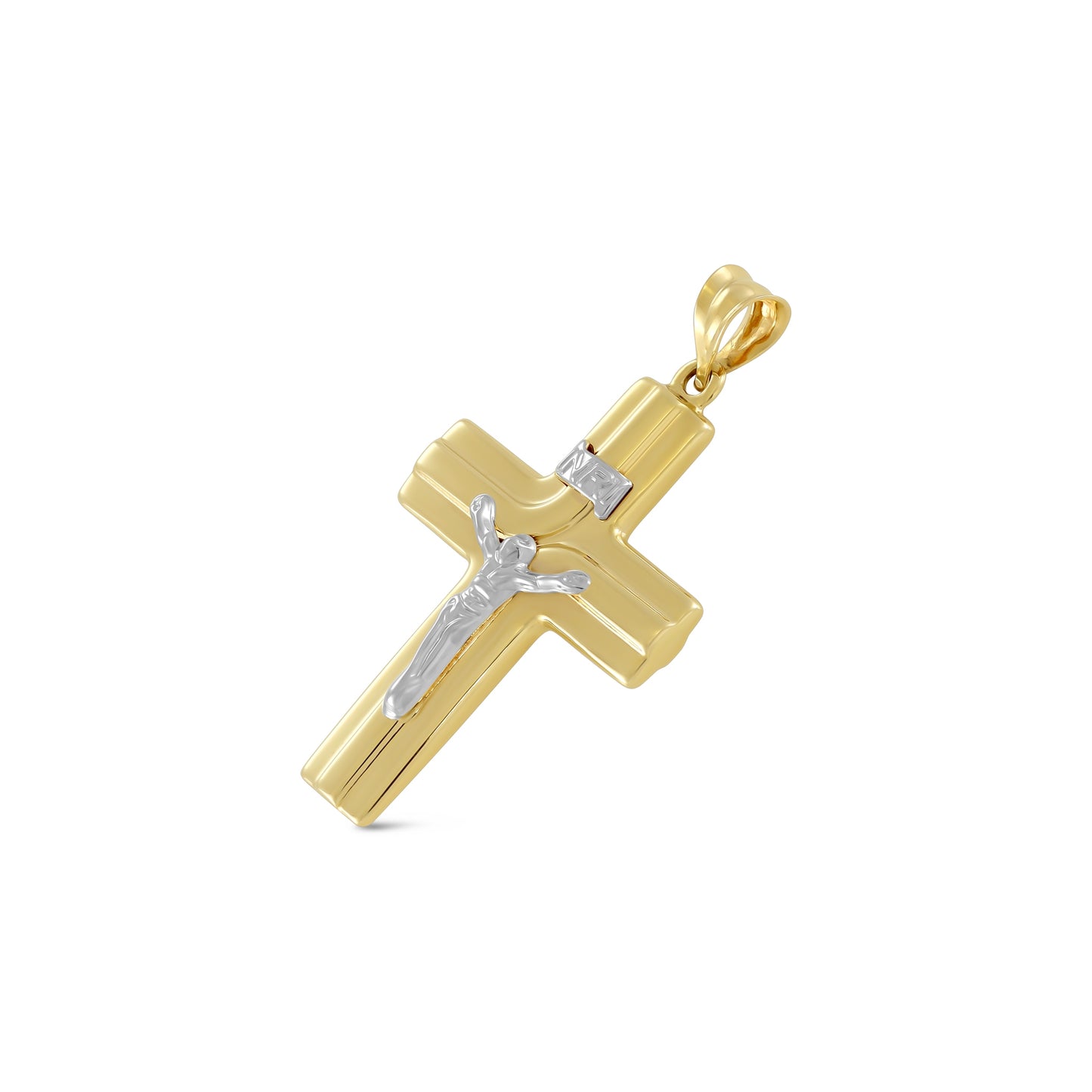 9ct Gold Two Tone Crucifix Cross Pendant