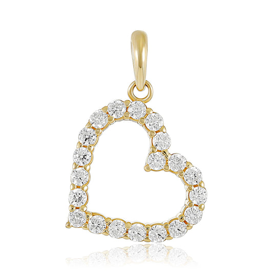 9ct Yellow Gold Cubic Zirconia Heart Pendant