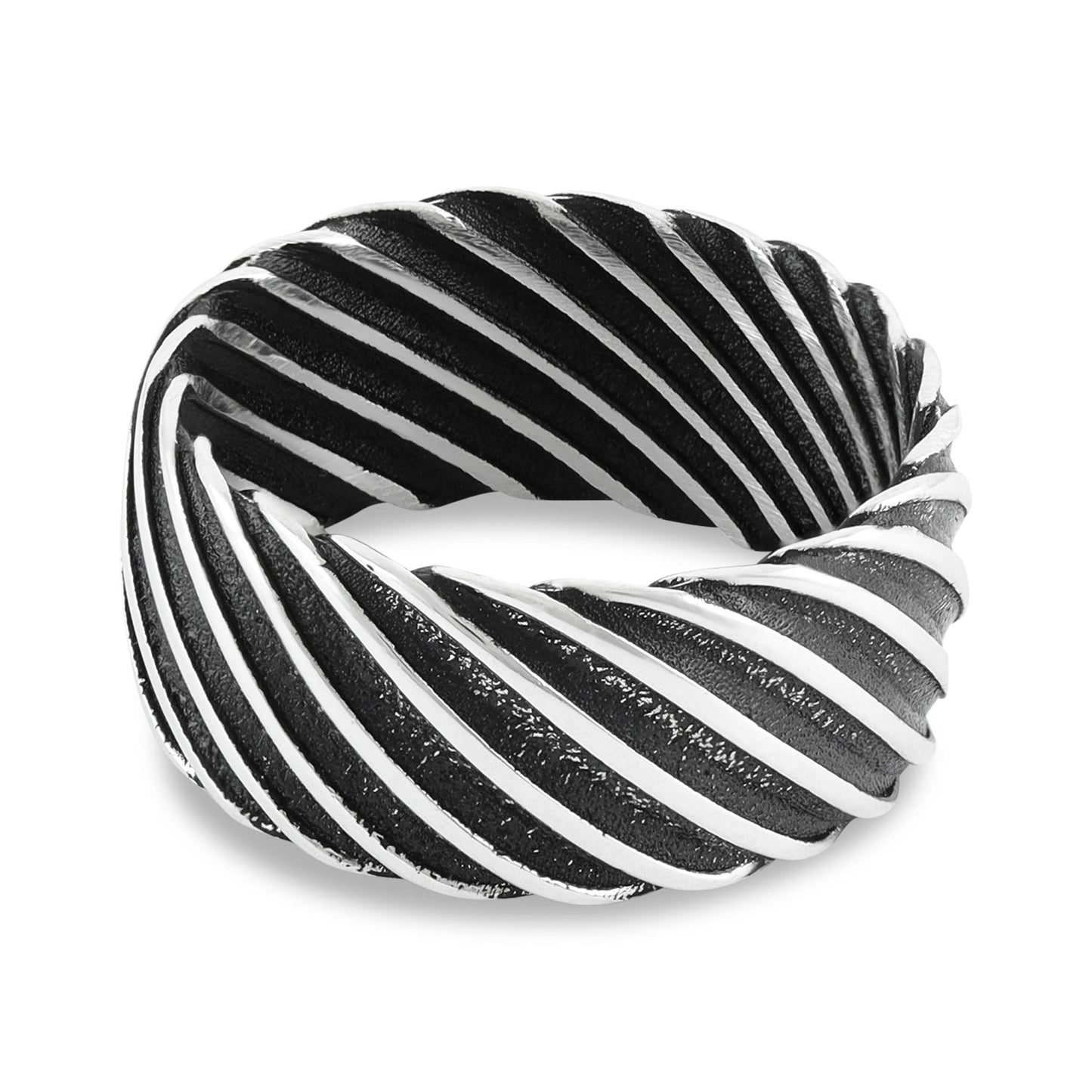 Sterling Silver Stripe Detailed Ring