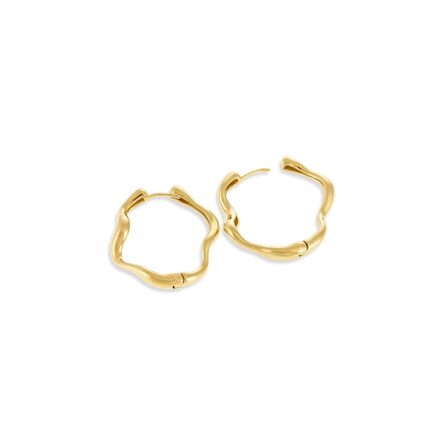 18ct Yellow Gold 1 Micron Plated Sterling Silver Wavy Hoop Earrings