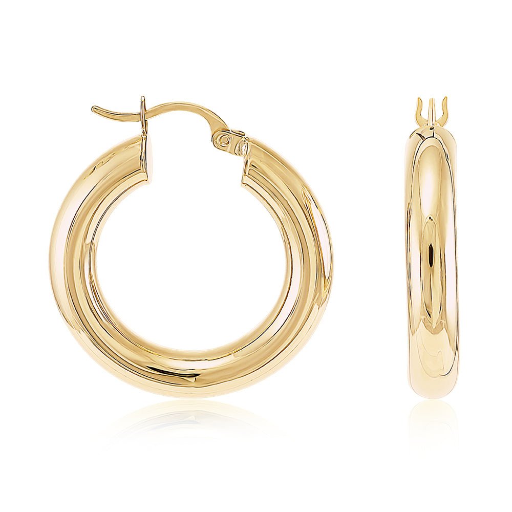 9ct Yellow Gold Plain Hoop Earrings