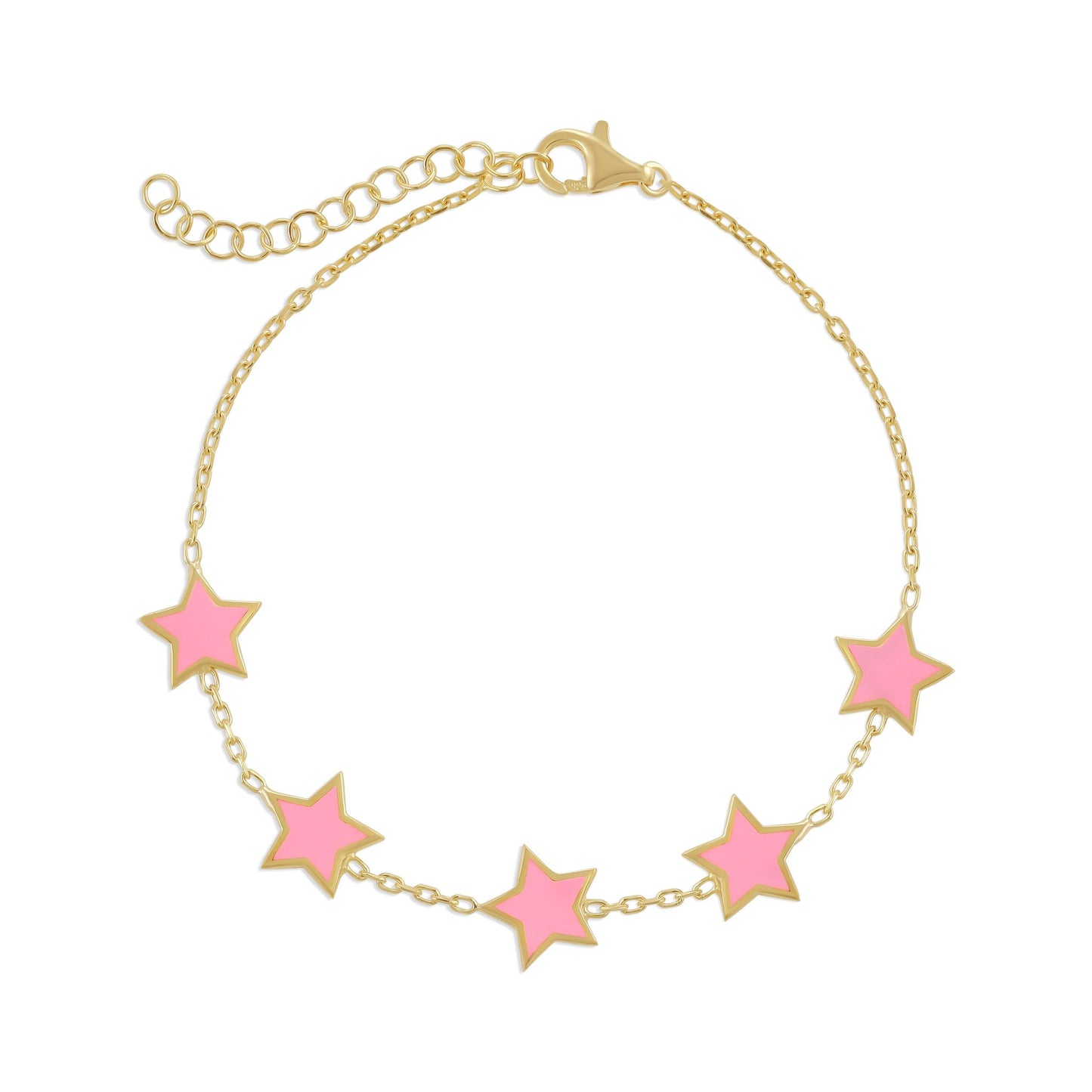 925 sterling silver pink star bracelet PBR8001-P