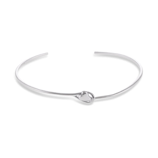 Sterling Silver Rhodium Plated Heart Bangle 61x51mm SBN1002