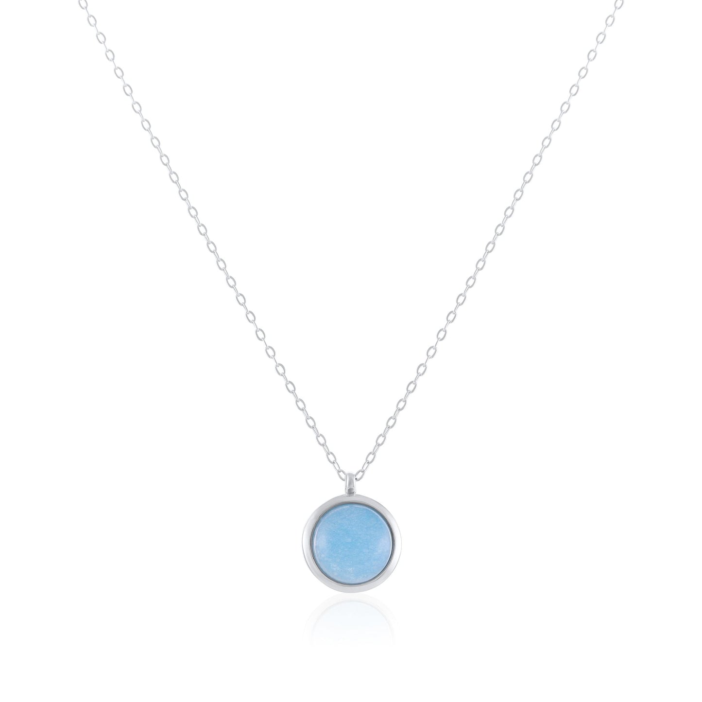 Silver rhodium plated necklace with blue quartz stone SNK6001.BQ