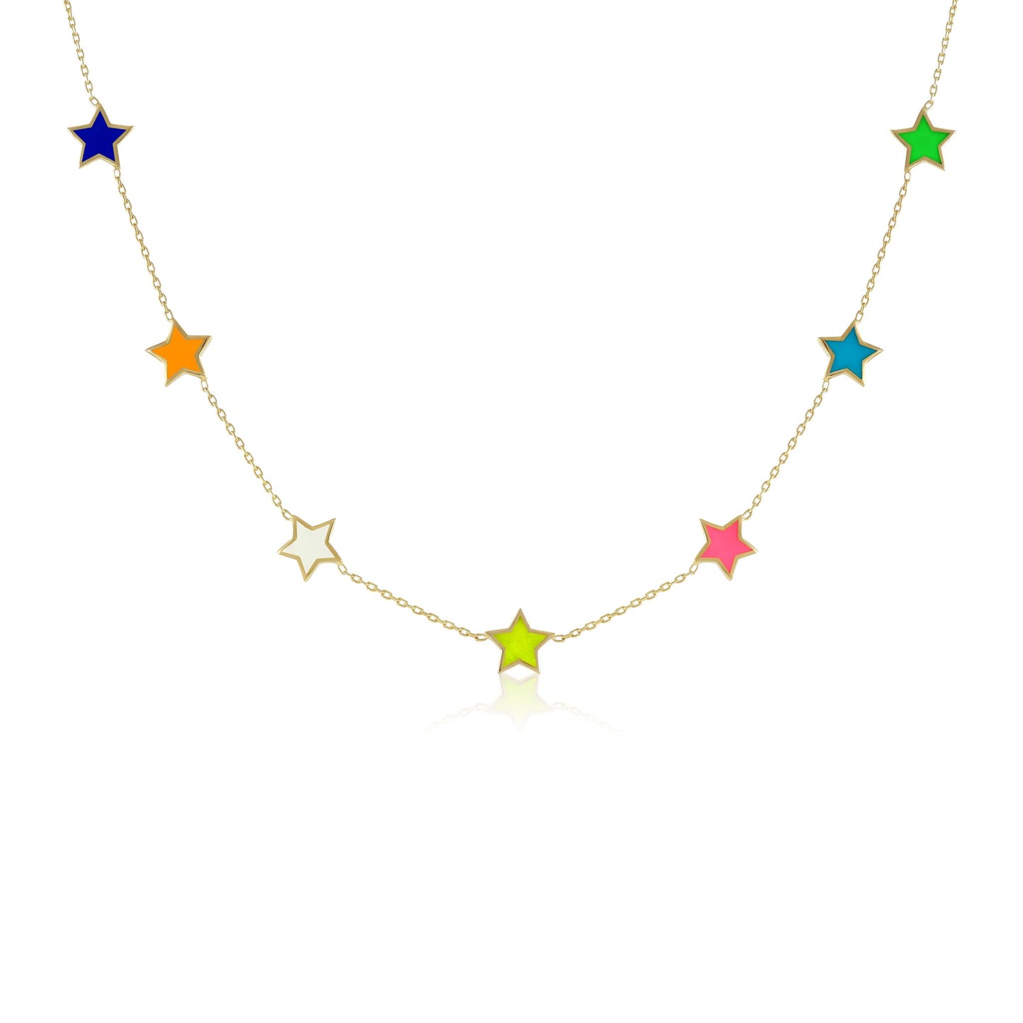 925 sterling silver mutlicolor star necklace PNK8001-M