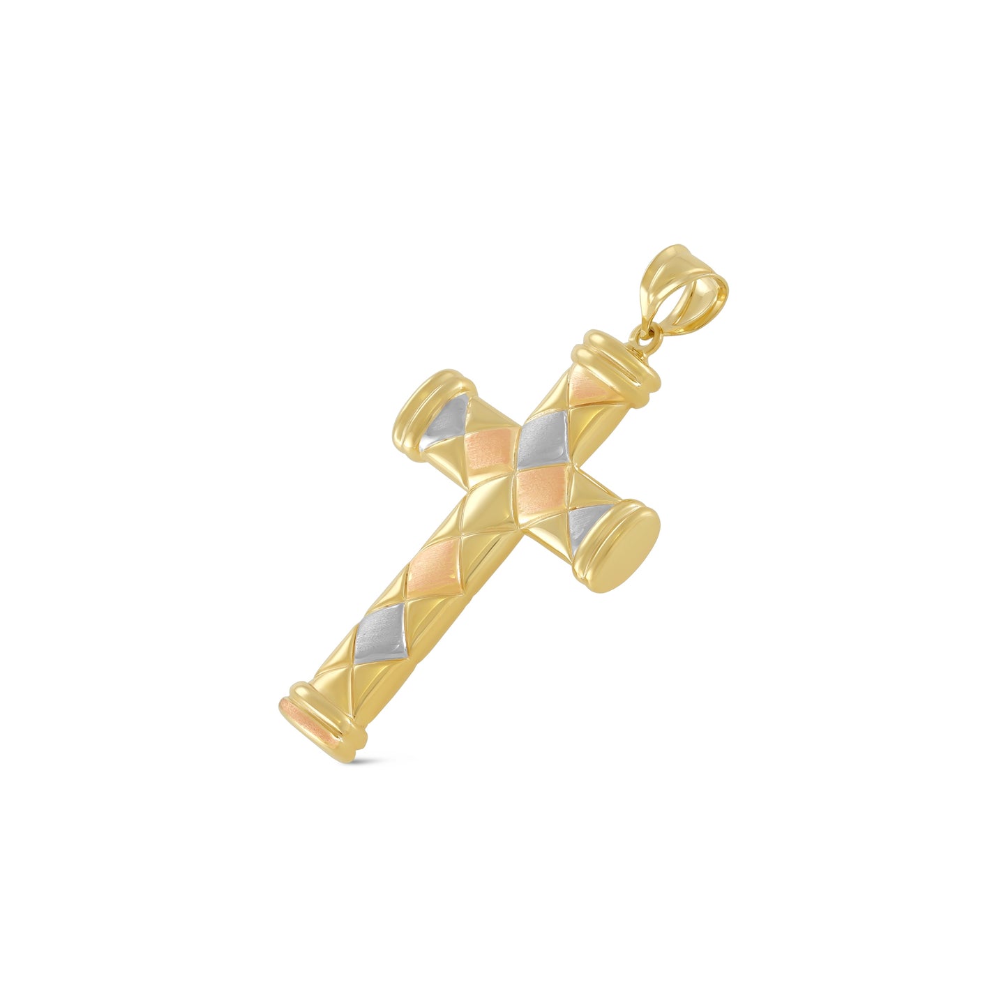 9ct Gold Tri Colour Cross Pendant