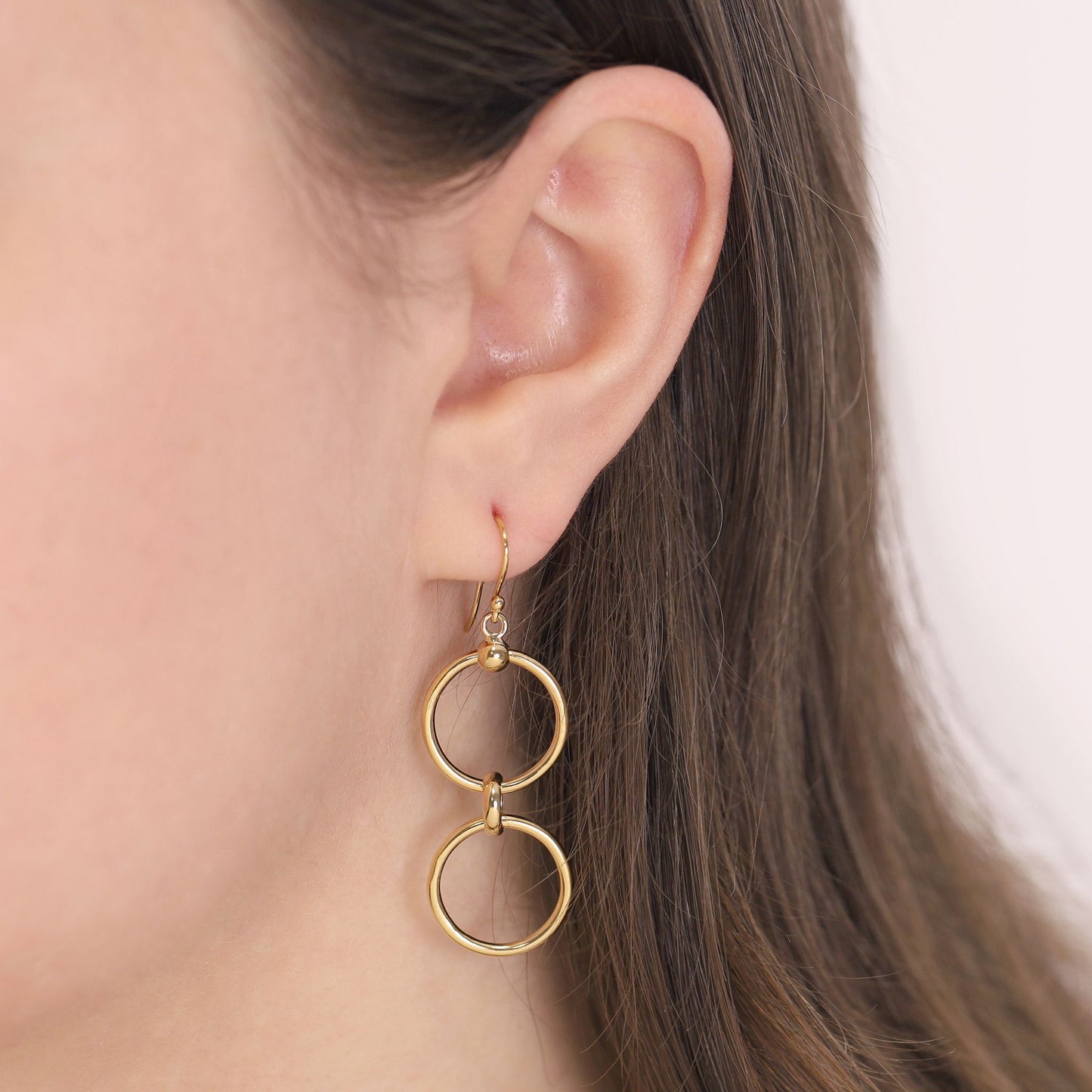 Gold-Plated Silver Double-Circle Hoop Earrings