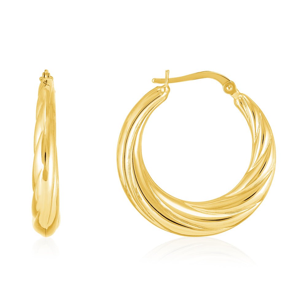 18ct Yellow Gold Twisted Creole Hoop Earrings