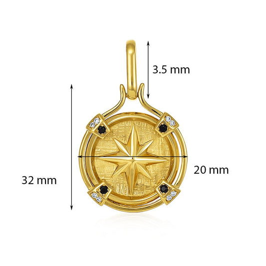 9ct Solid Yellow Gold Cubic Zirconia Wind Rose Drop Pendants PD60-9-36-23