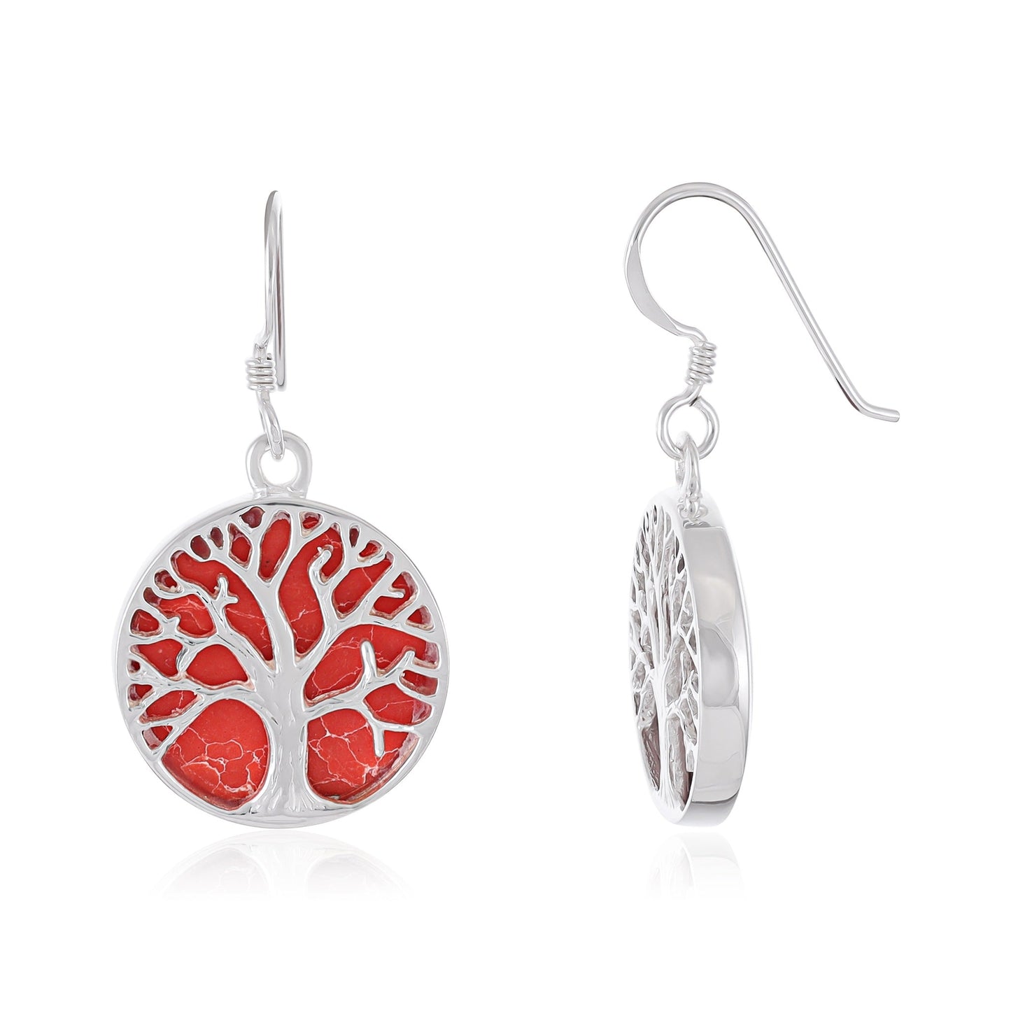 Sterling Silver Abalone Shell Tree Of Life Earrings SER4031