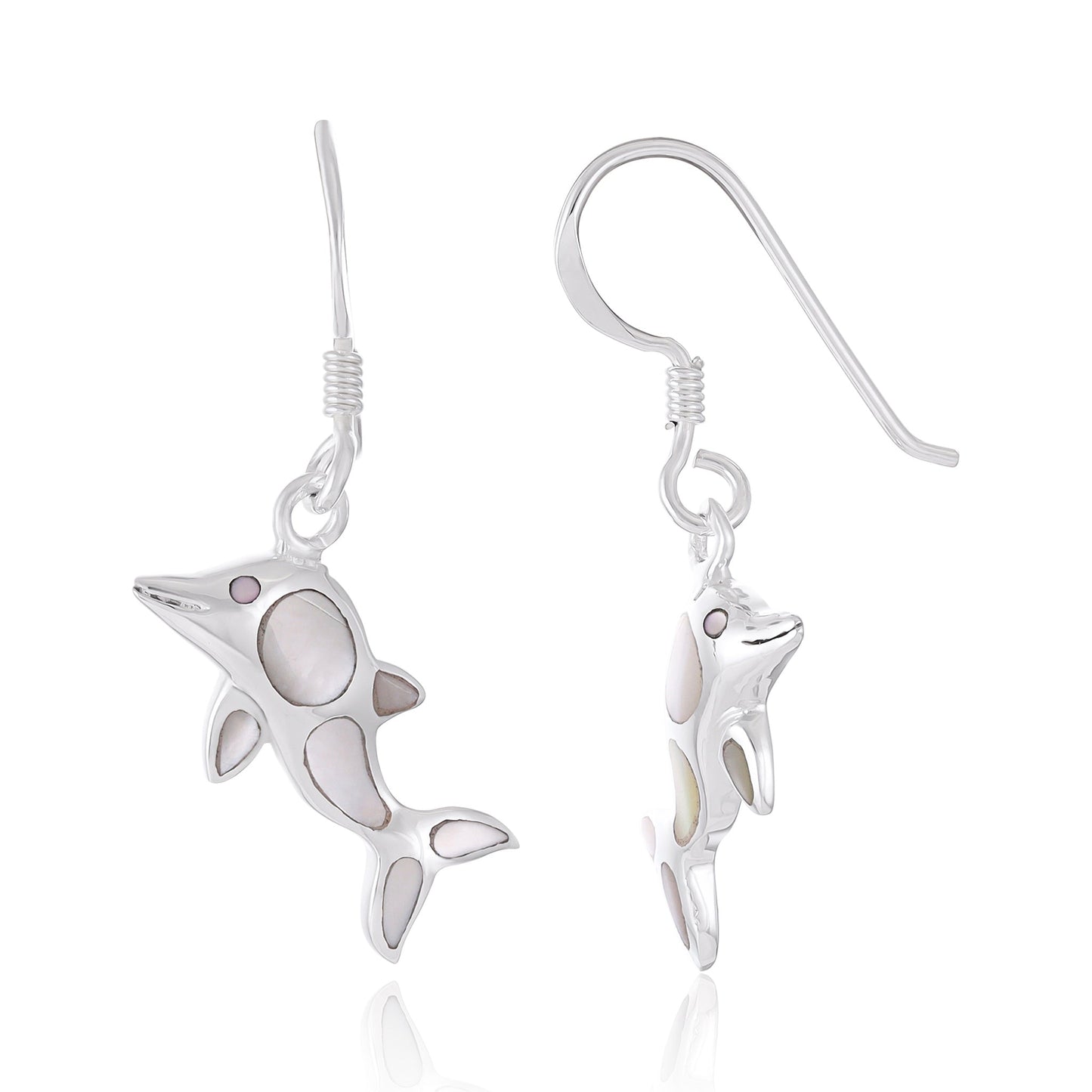 Sterling Silver Mother Of Pearl Shell Dolphin Earring SER4030