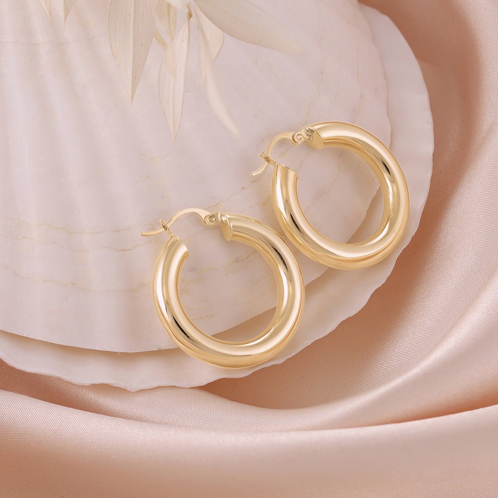 9ct Yellow Gold Plain Hoop Earrings