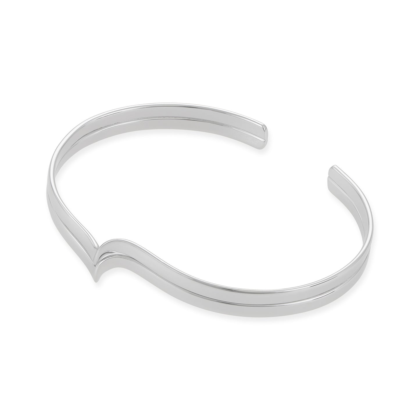 925 Sterling Silver Twist-Detail Adjustable Bangle