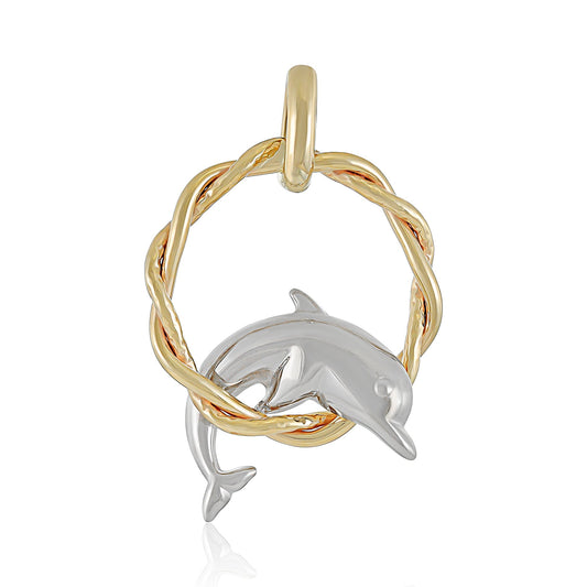 9ct Yellow Gold Jumping Dolphin Pendant