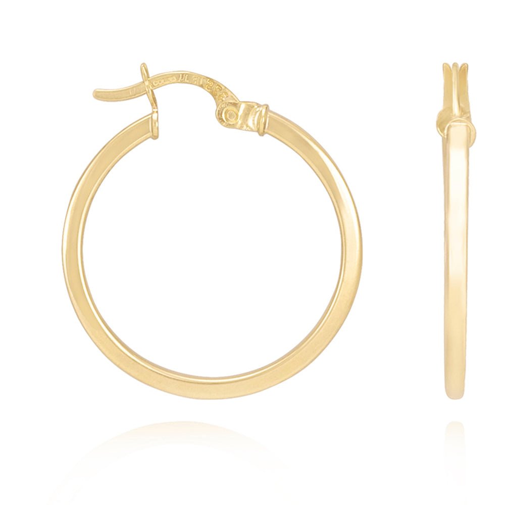 9ct Solid Yellow Gold Plain Hoop Earrings ERV0038M