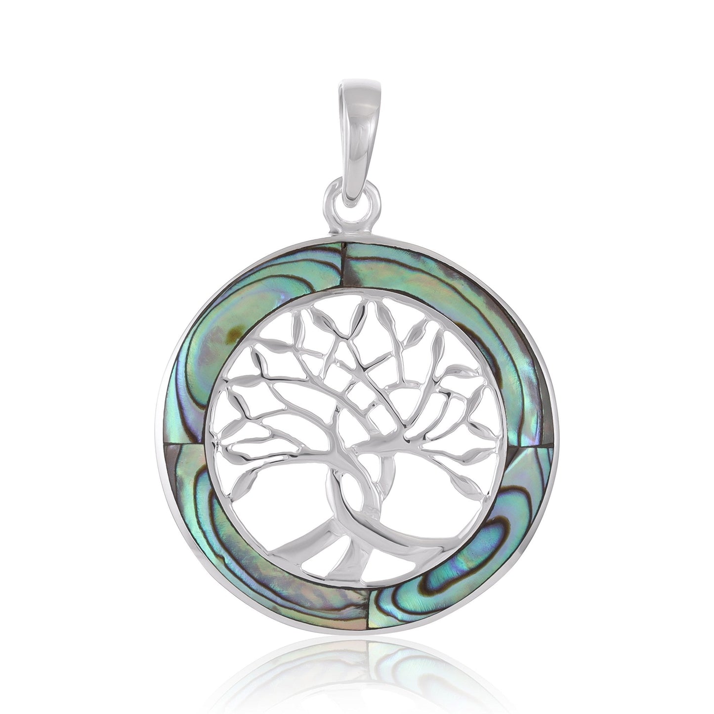 Sterling Silver Abalone Shell Tree Of Life Pendant SPD4035