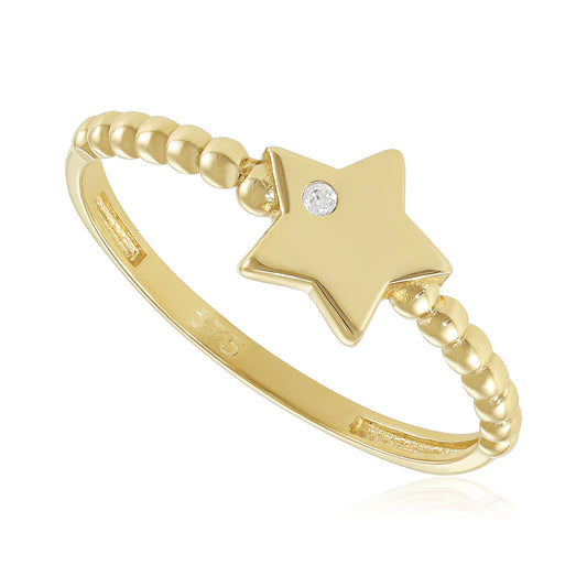 9ct Yellow Gold Cubic Zirconia Star Ring