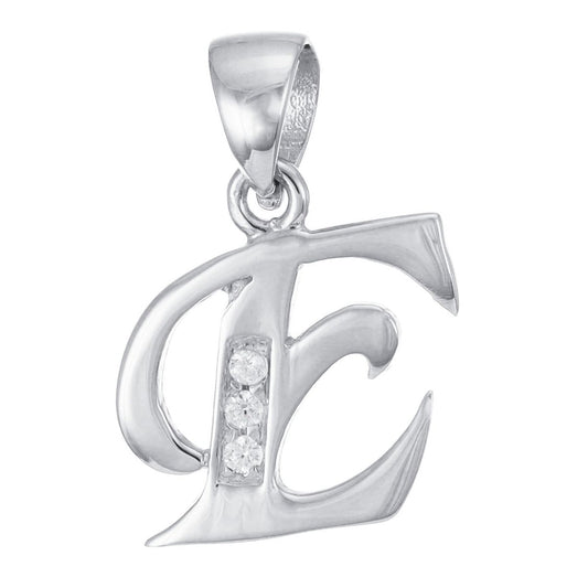 9ct Solid White Gold Initial Pendant Letter E - 21mm PD60002-9W-E