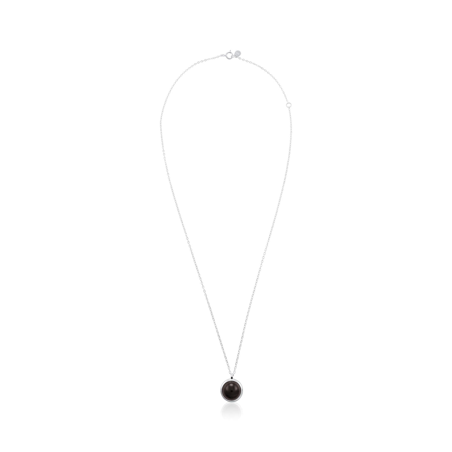 Silver rhodium plated necklace with black onyx stone SNK6001.BO