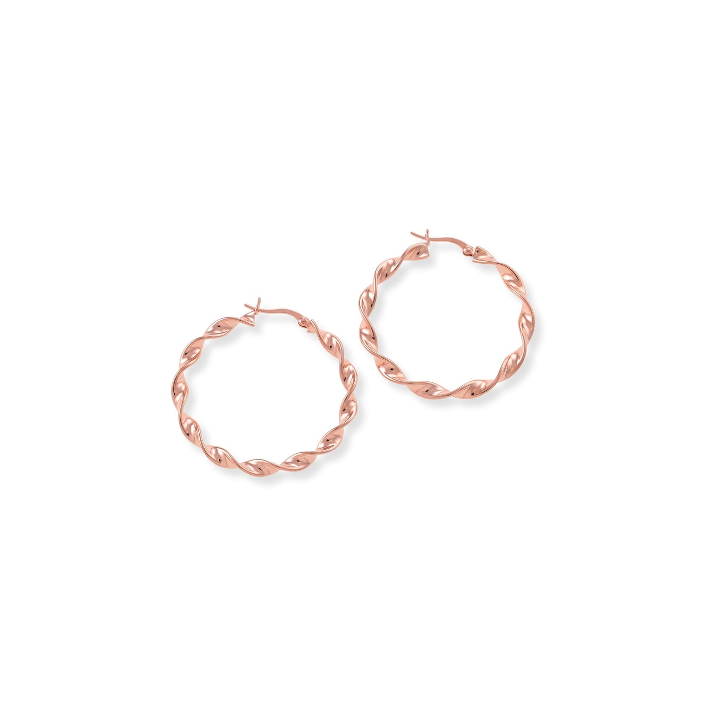 18ct Rose Gold 1 Plated Sterling Silver Twisted Hoop Earrings