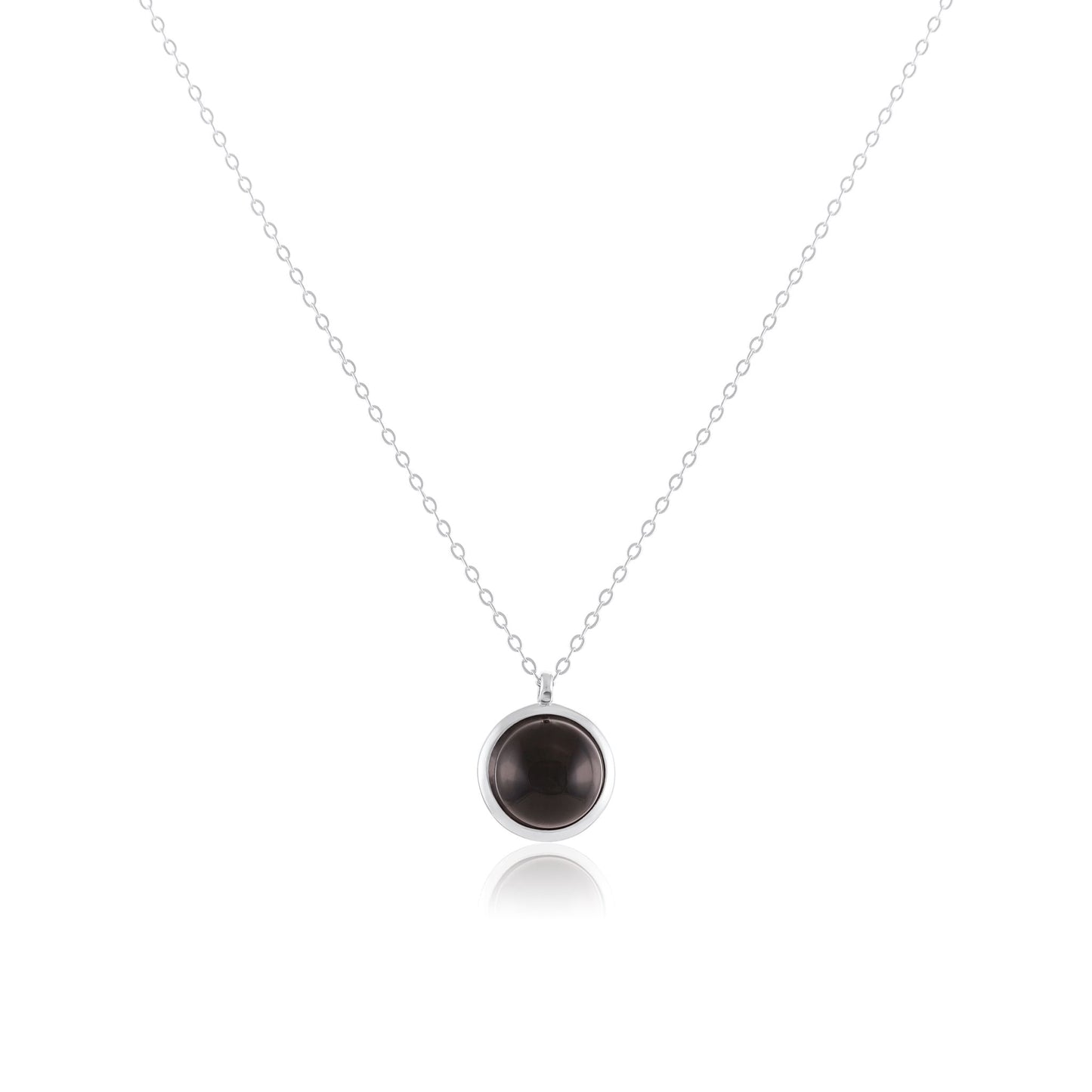 Silver rhodium plated necklace with black onyx stone SNK6001.BO